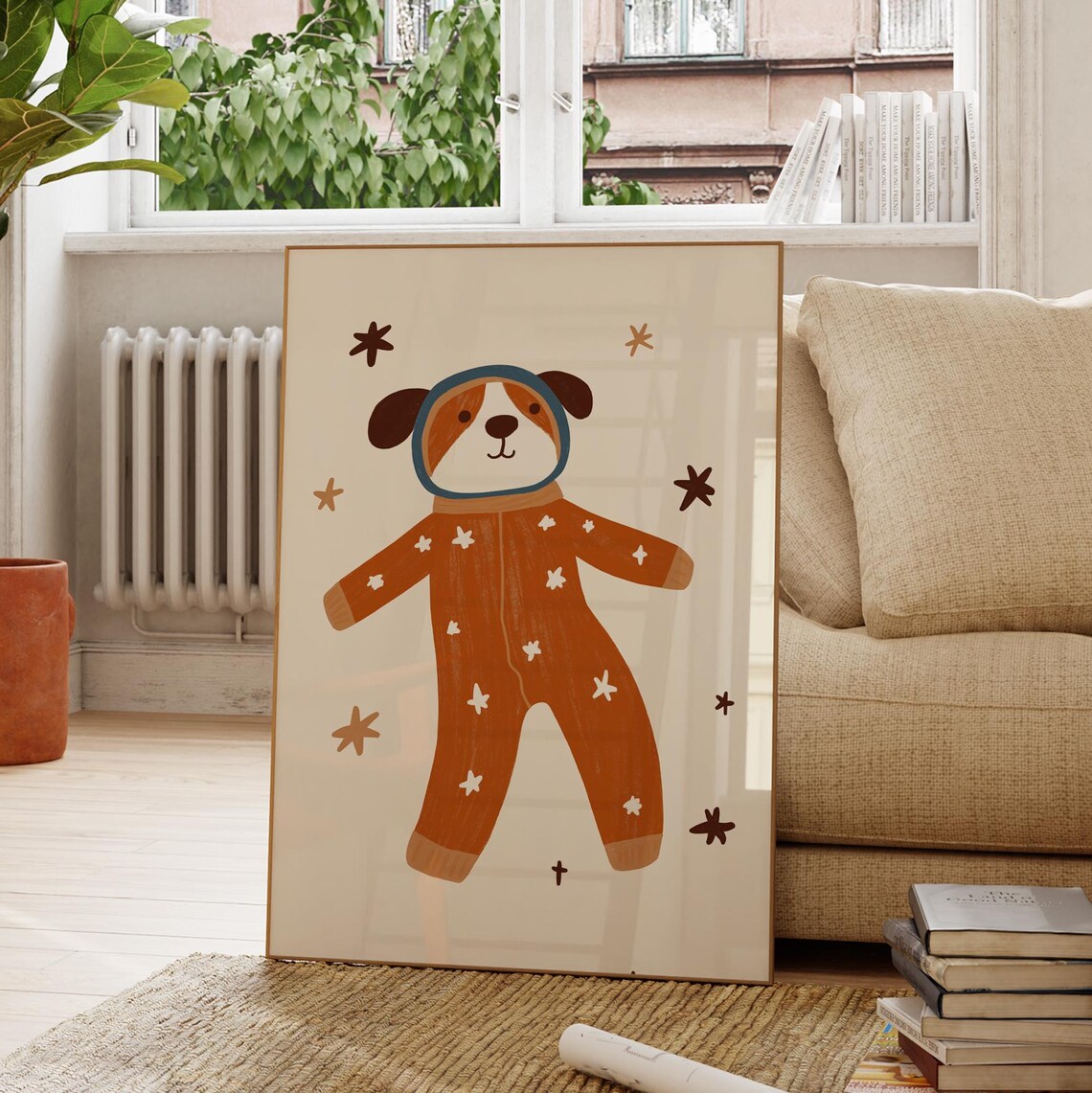 Astronaut Dog Puppy In Space Suit Stars Kids Room Art Poster - Image 4