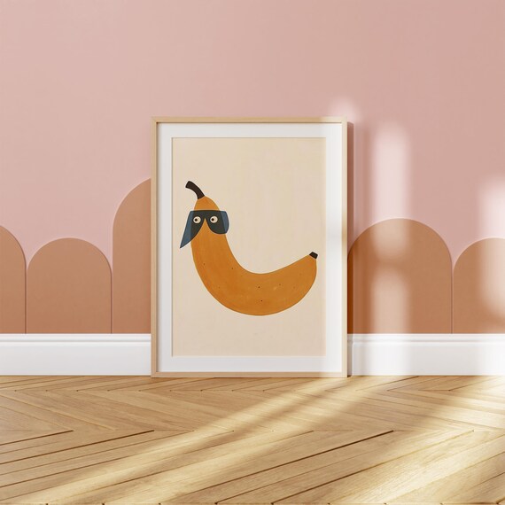 Cool Banana Print Funny Kitchen Wall Art Modern Kids Room Fruit Nursery Decor