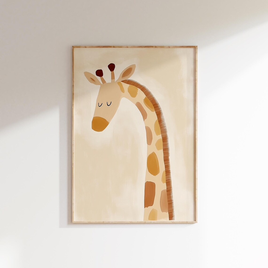 Blush Pink Baby Giraffe Watercolor Neutral Nursery Kids Wall Art - Image 2
