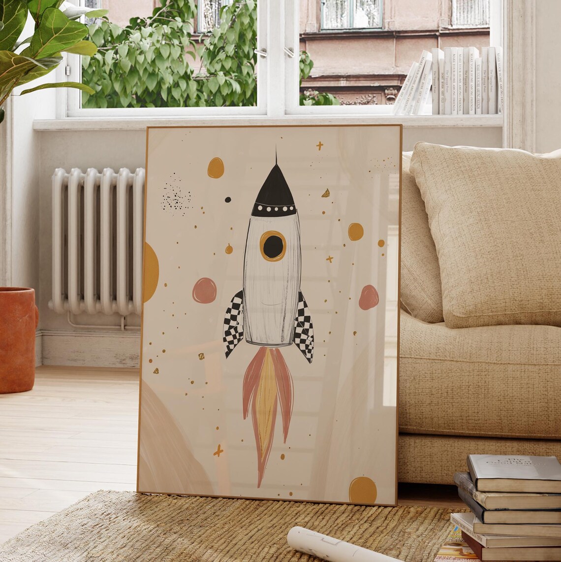 Space Rocket Art Print, Outer Space Nursery Decor - Image 2