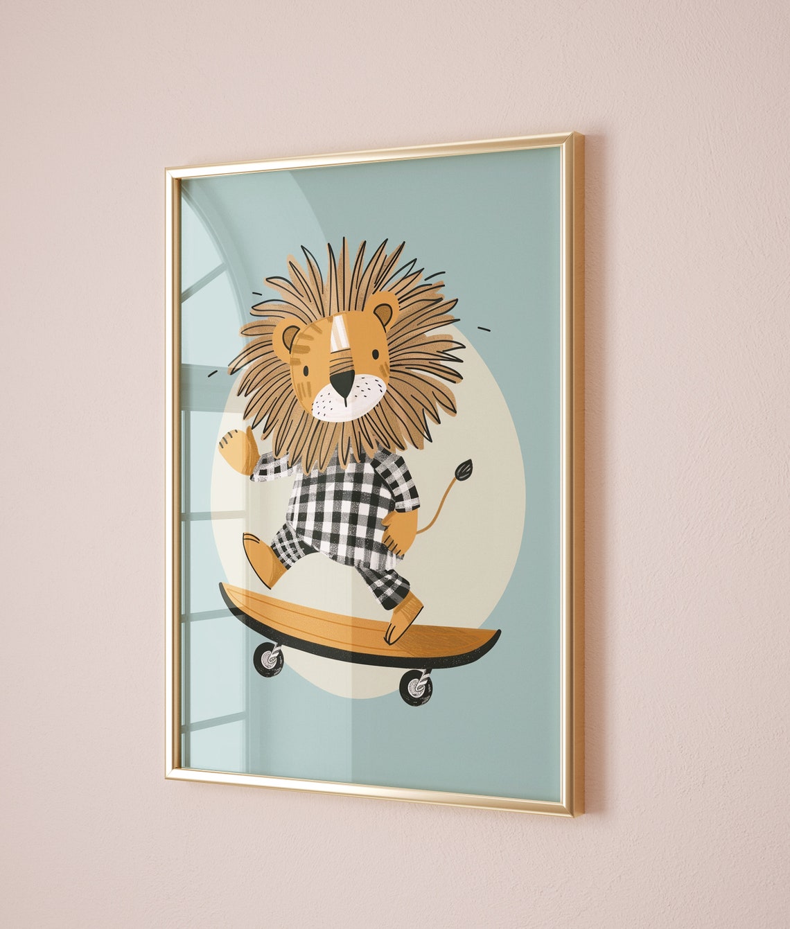 Tiger Print Eclectic Nursery Decor Animal Wall Art Boys Room Decor Blue Kids Room Decor