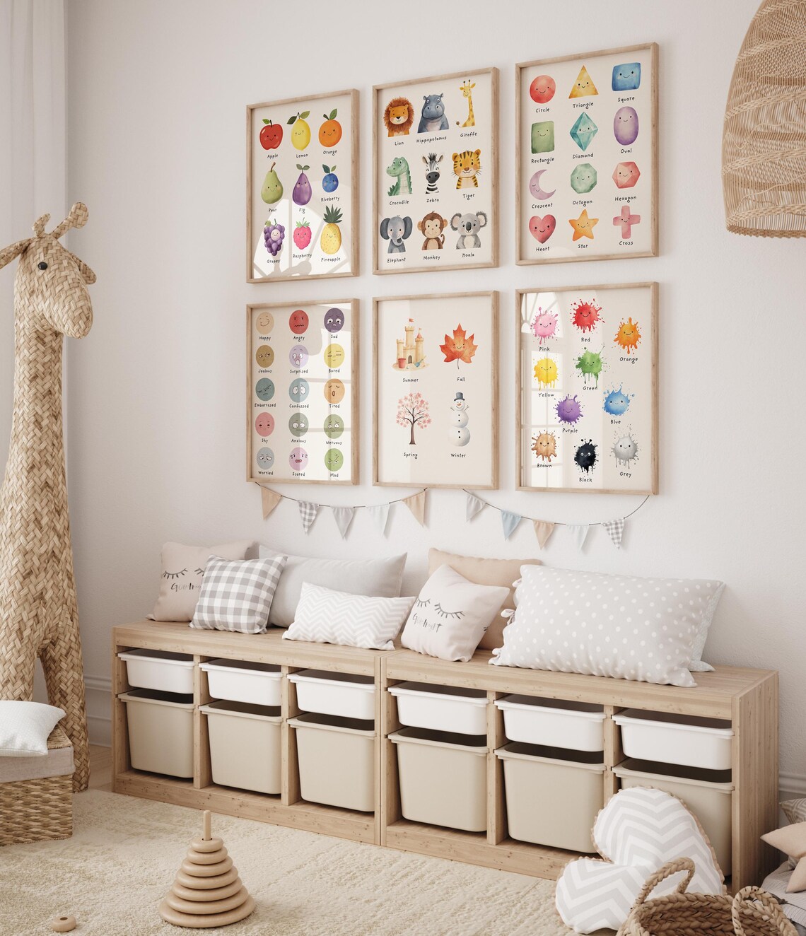 12 Educational Posters for Kids Set Classroom Decor Homeschool Wall Art - Image 2