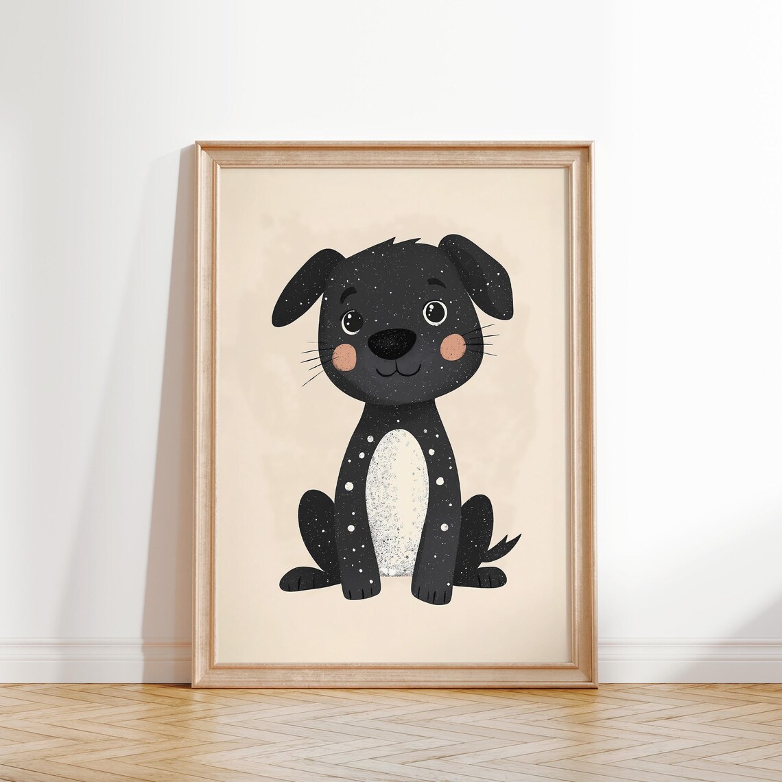 Black Puppy Cute Dog Kids Room Animal Nursery Poster Art Decor - Image 2