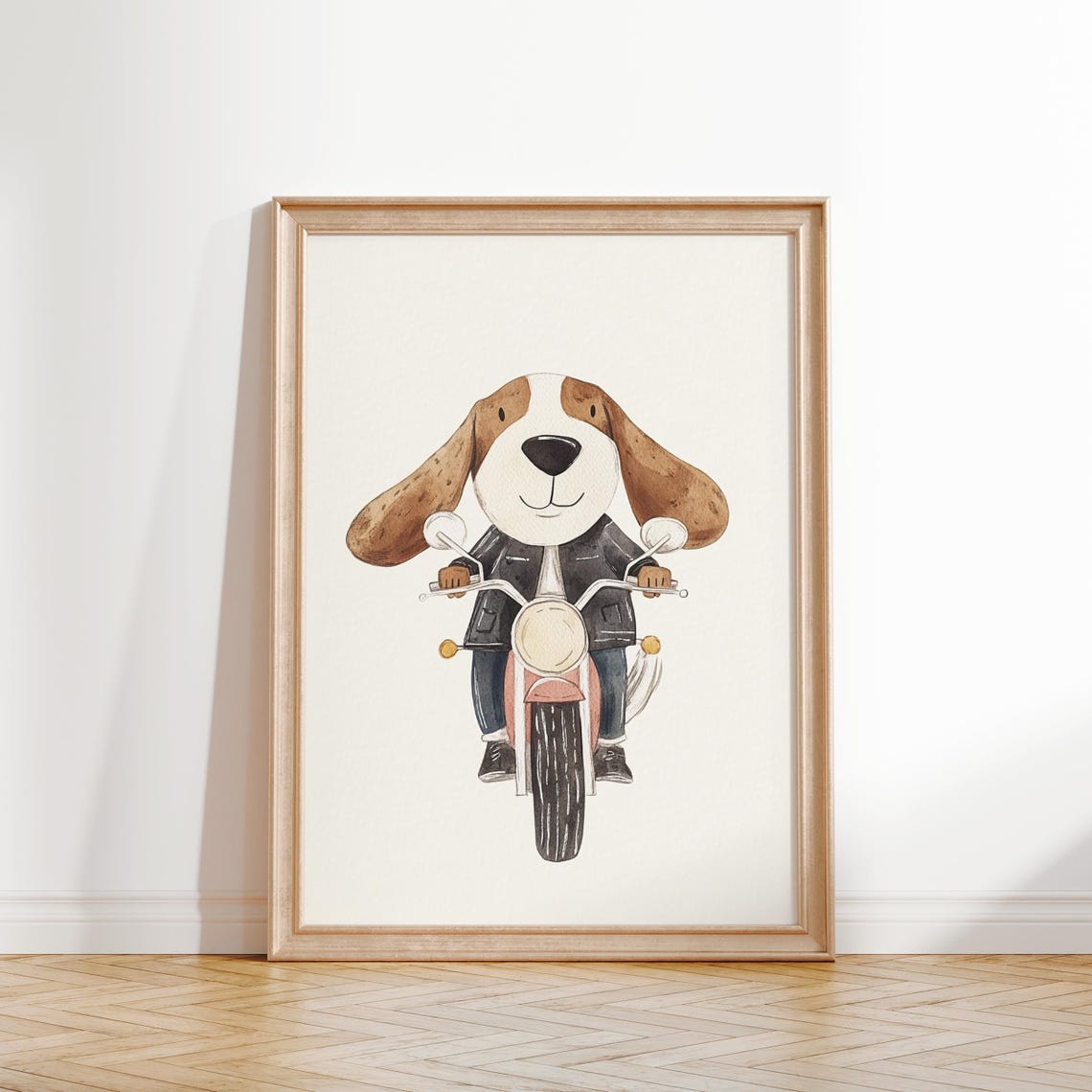 Cool Dog In Leather Jacket Riding Motorcycle Boys Room Poster - Image 2