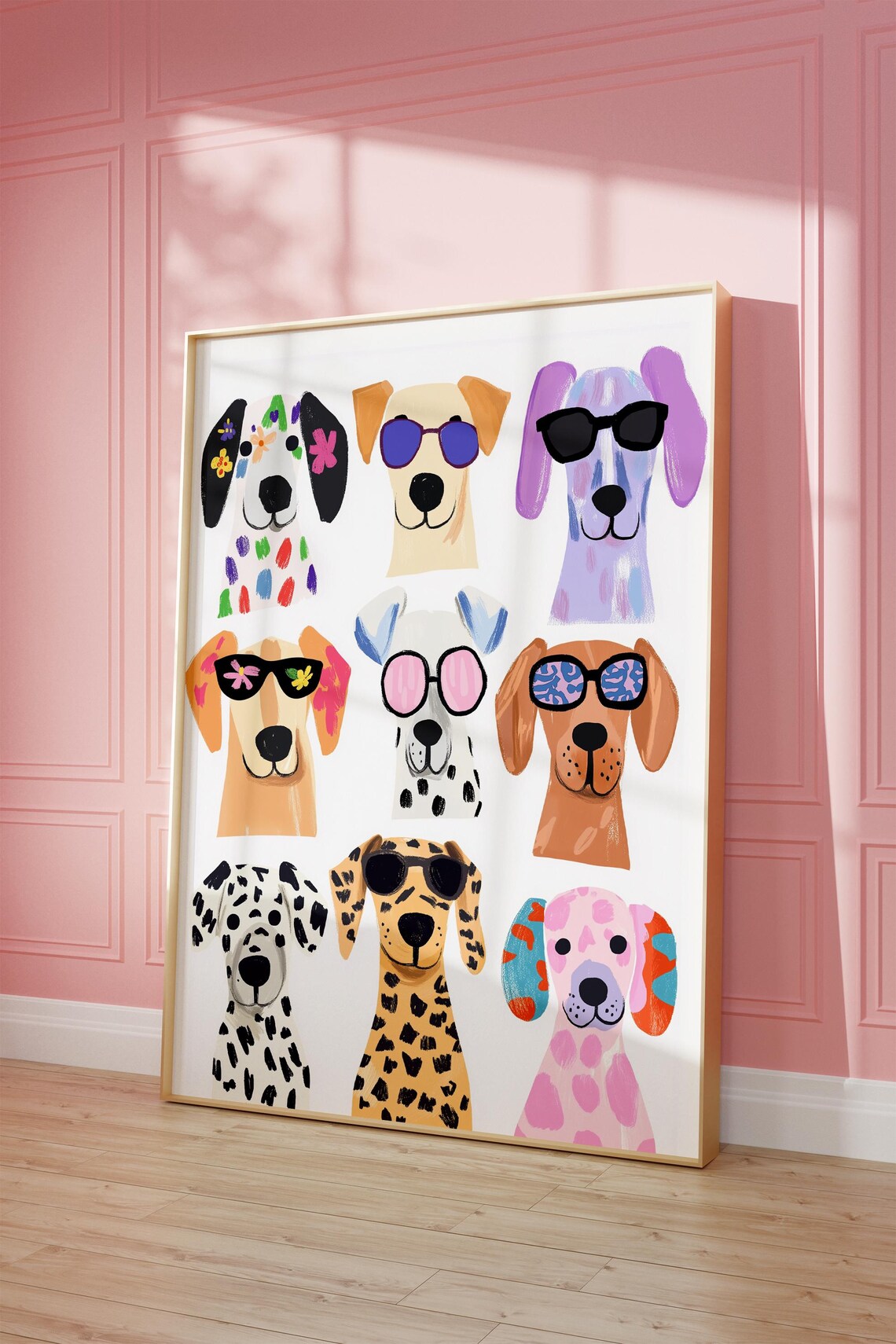 Funny Dogs In Sunglasses Colorful Cool Puppy Faces Animal Wall Art - Image 5