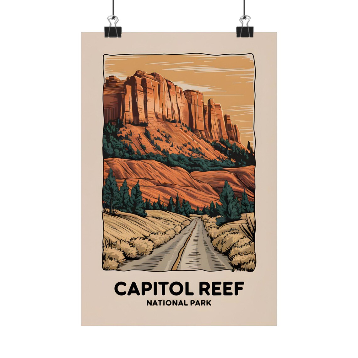Capitol Reef National Park Vintage Travel Poster