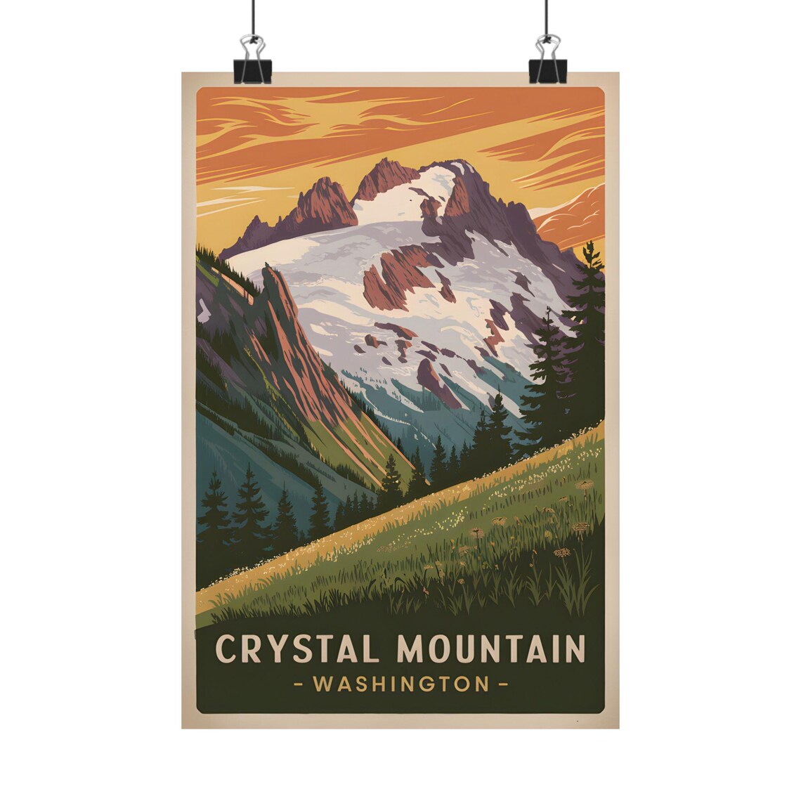 Crystal Mountain Washington Vintage Travel Poster