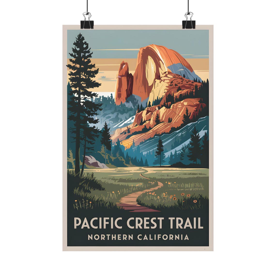 Pacific Crest Trail Art Print Northern Mountain Landscape Nature Decor Hiking Gift For Outdoor Lovers