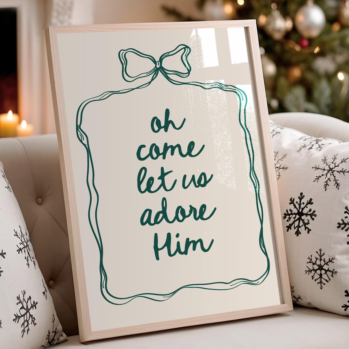O Come Let Us Adore Him, Vintage Christmas Poster