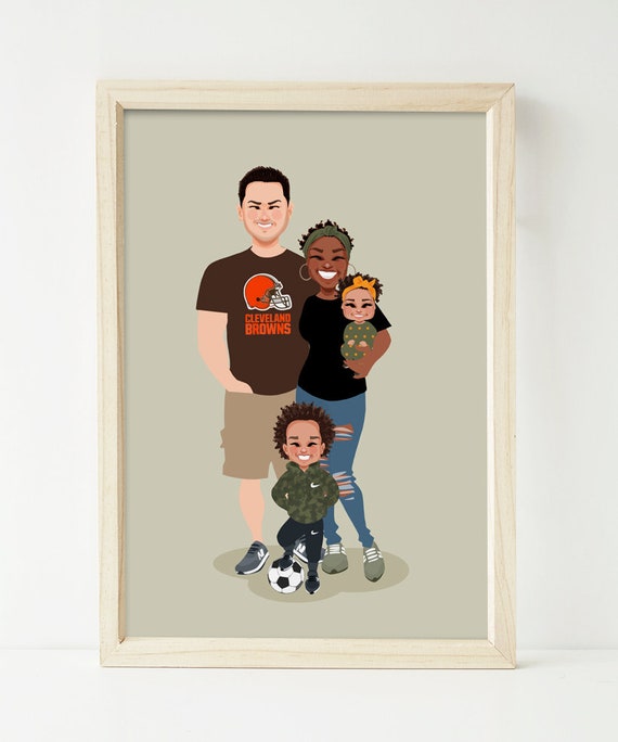 Custom Family Portrait with Cleveland Browns Team Shirt Poster