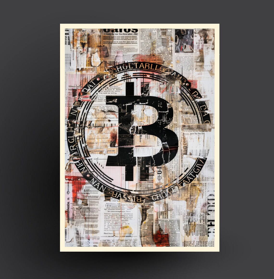 Bitcoin Newspaper Collage Art Vintage Finance Wall Street Poster - Image 5