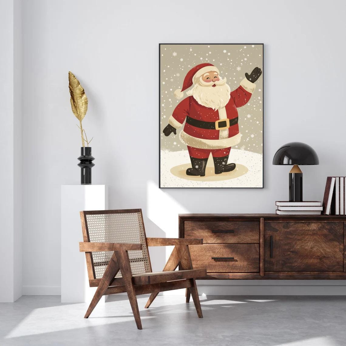 Vintage Christmas Print Vintage Santa Claus In The Snow Christmas Print Vintage Holiday Print Farmhouse Christmas - Image 3