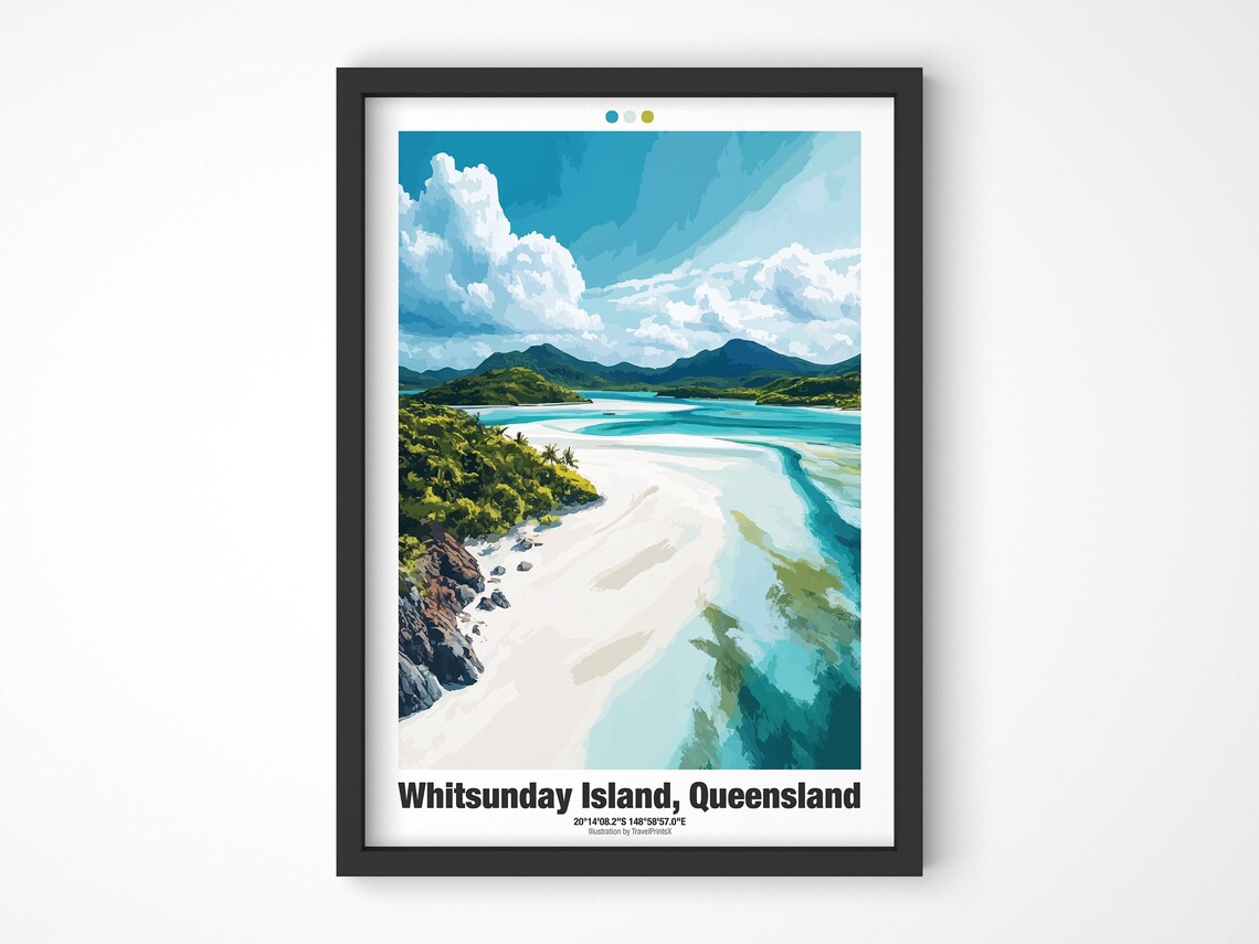 Whitsunday Island Queensland Australia Travel Poster White Sand Beach