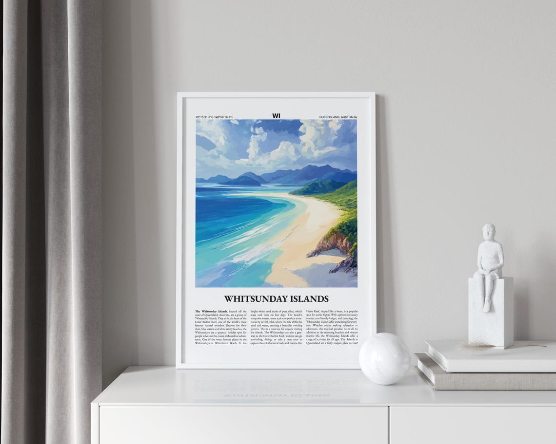 Whitsunday Islands Australia Poster Whitehaven Beach Guide Artwork - Image 4