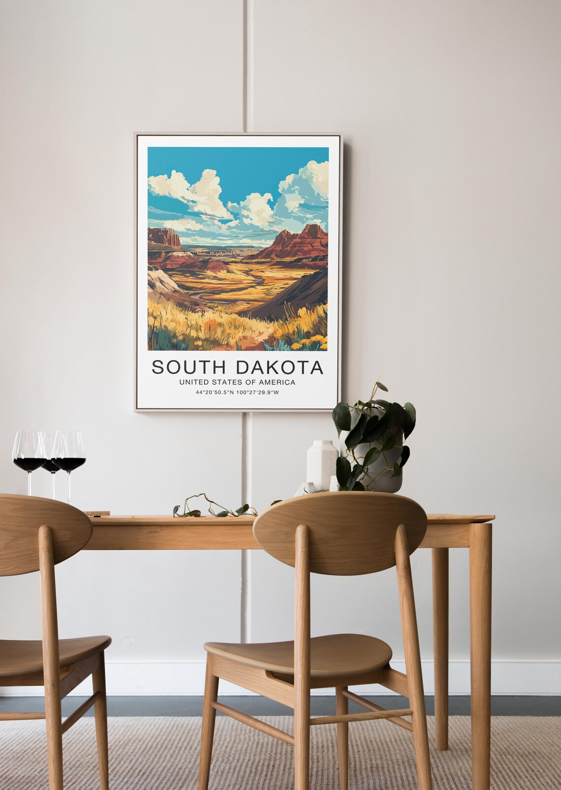 South Dakota USA Travel Poster Golden Prairie Red Buttes Road Art - Image 3