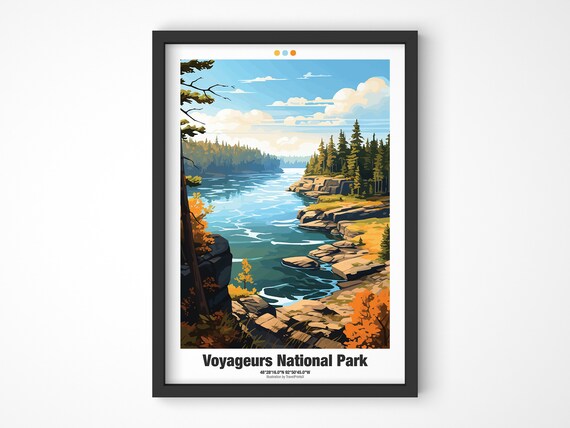Voyageurs National Park Minnesota Rocky Lakeshore Fall Travel Poster