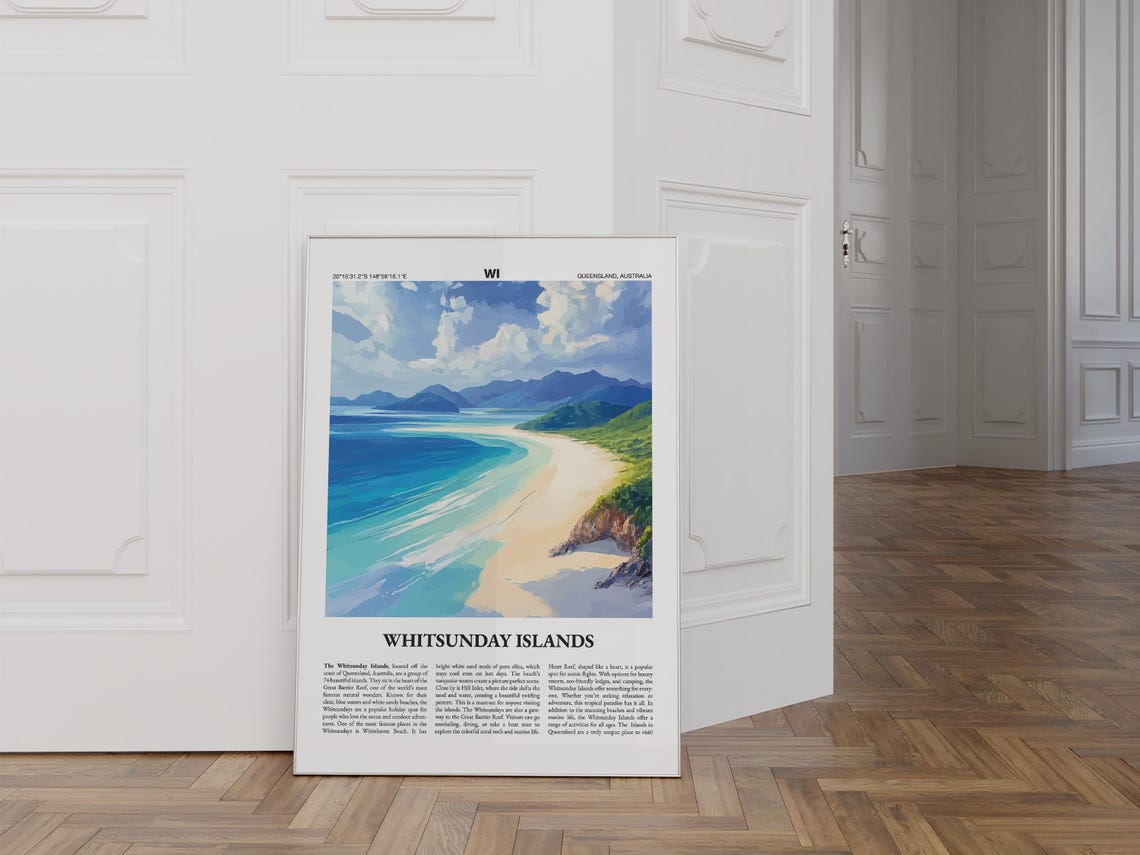 Whitsunday Islands Australia Poster Whitehaven Beach Guide Artwork - Image 3
