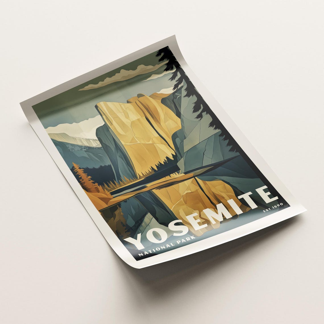 Yosemite National Park Vintage Poster El Capitan Reflection Scene Art - Image 2