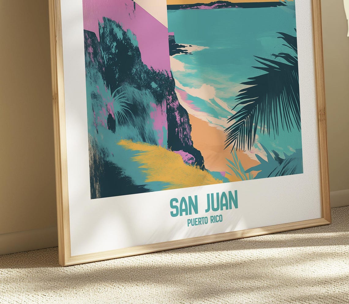 San Juan Puerto Rico Historic Coastal Fort Sunset Beach Poster - Image 3