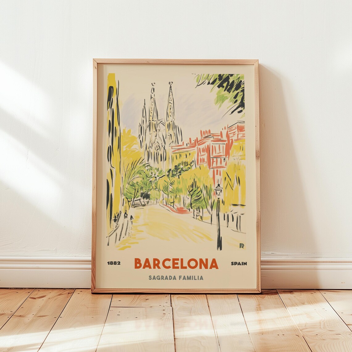 Barcelona Vintage Travel Poster, Sagrada Familia