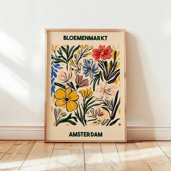 Flower Market Poster Amsterdam Bloemenmarkt Print Matisse Flower Painting Botanical Print Netherlands Decor