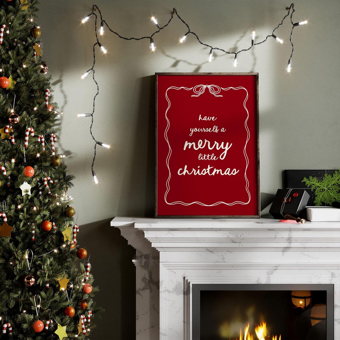 Have Yourself A Merry Little Christmas Poster Red Holiday Sign Decor - Image 2
