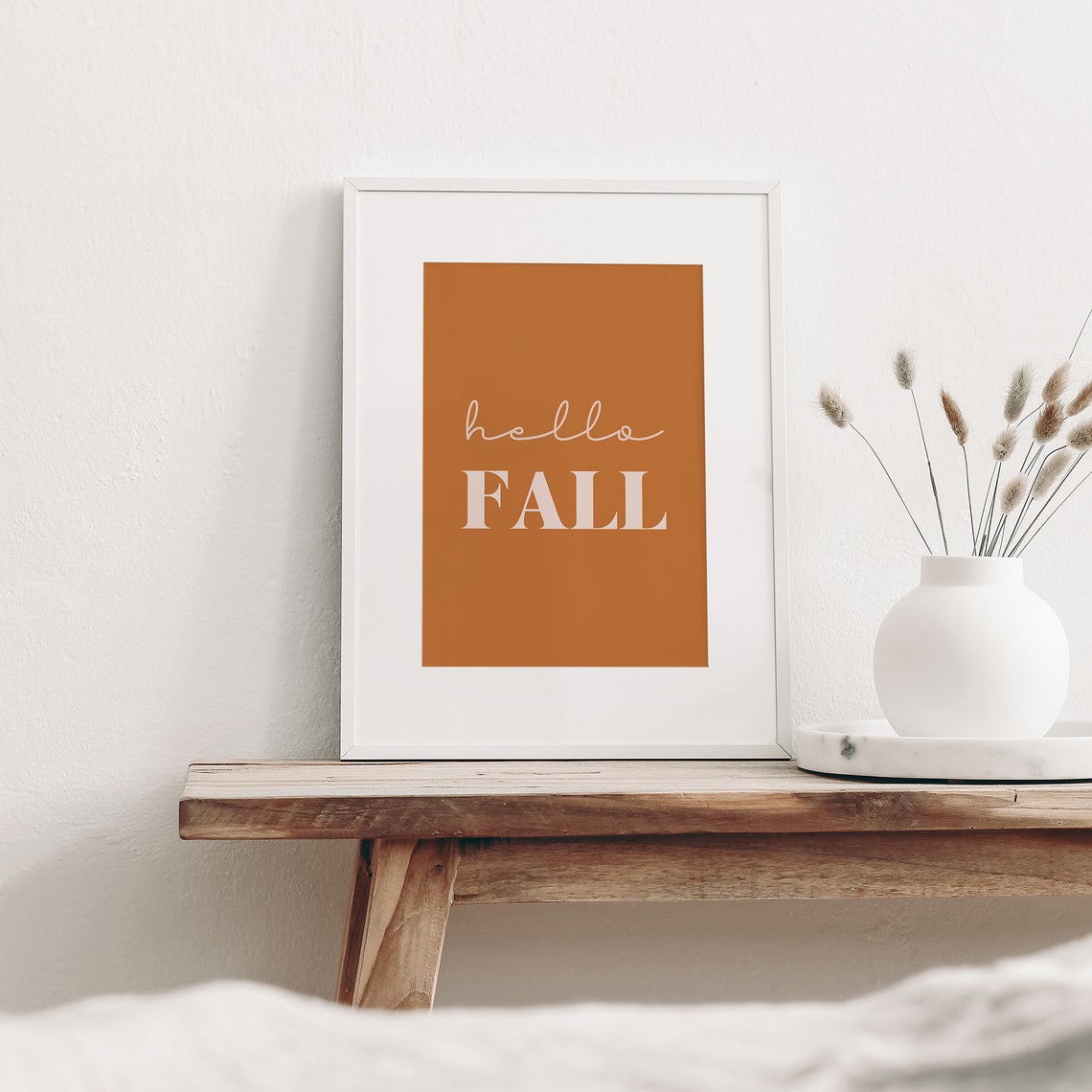 Hello Fall Typography Poster Burnt Orange Autumn Seasonal Decor Gift - Image 2
