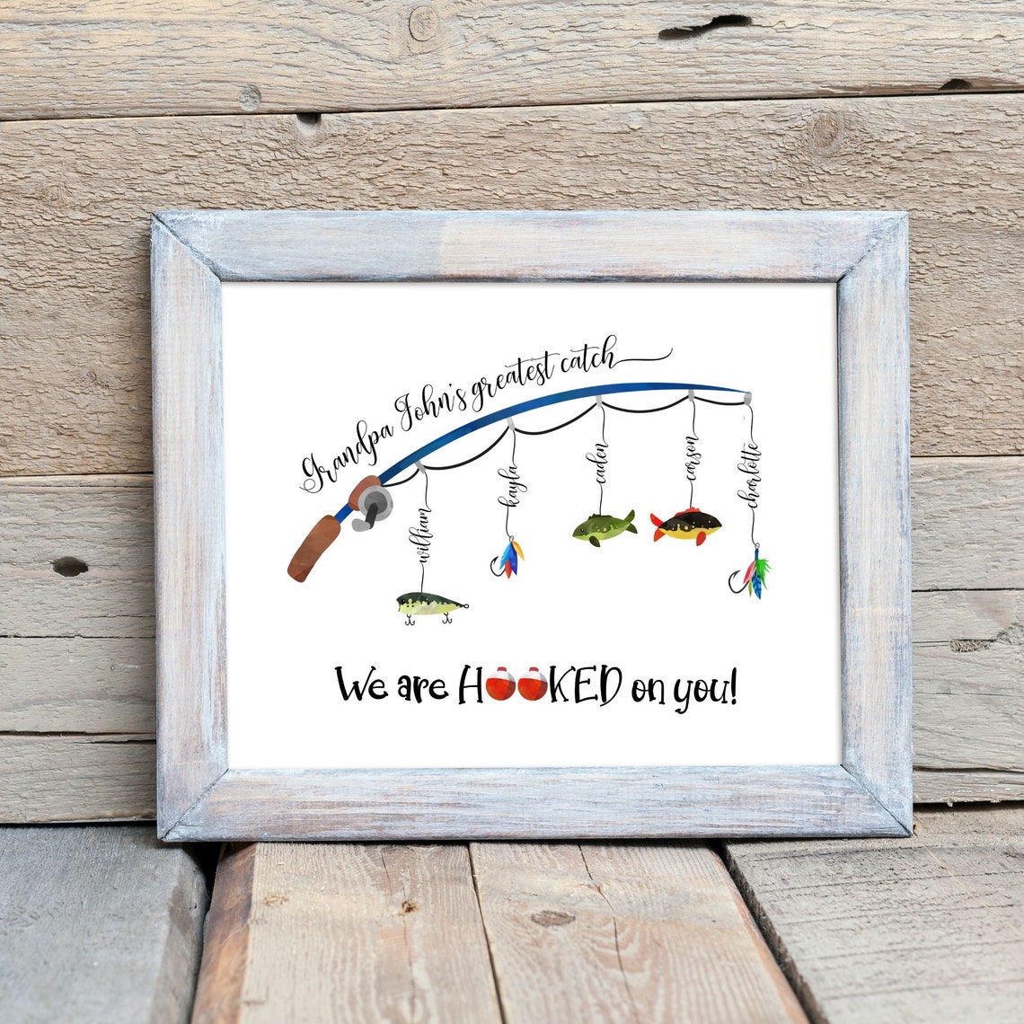 Custom Fathers Day Sign, Hooked On Daddy Gift - Image 4