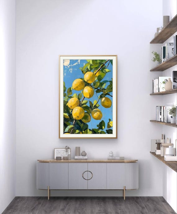 Lemon Tree Painting Vibrant Citrus Fruit Print