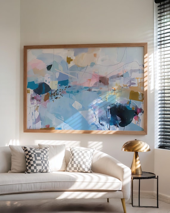 Colorful Abstract Art Print Large Neutral Wall Decor For Bedroom