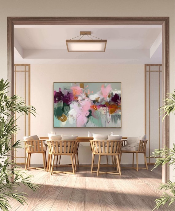 Colorful Abstract Art Print Large Neutral Wall Decor Living Room Poster