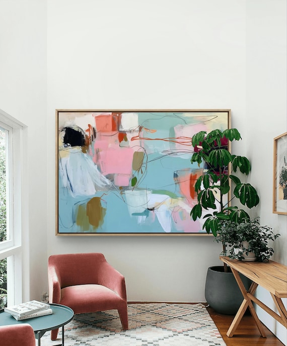 Colorful Abstract Art Print Large Neutral Wall Decor Living Room Prints