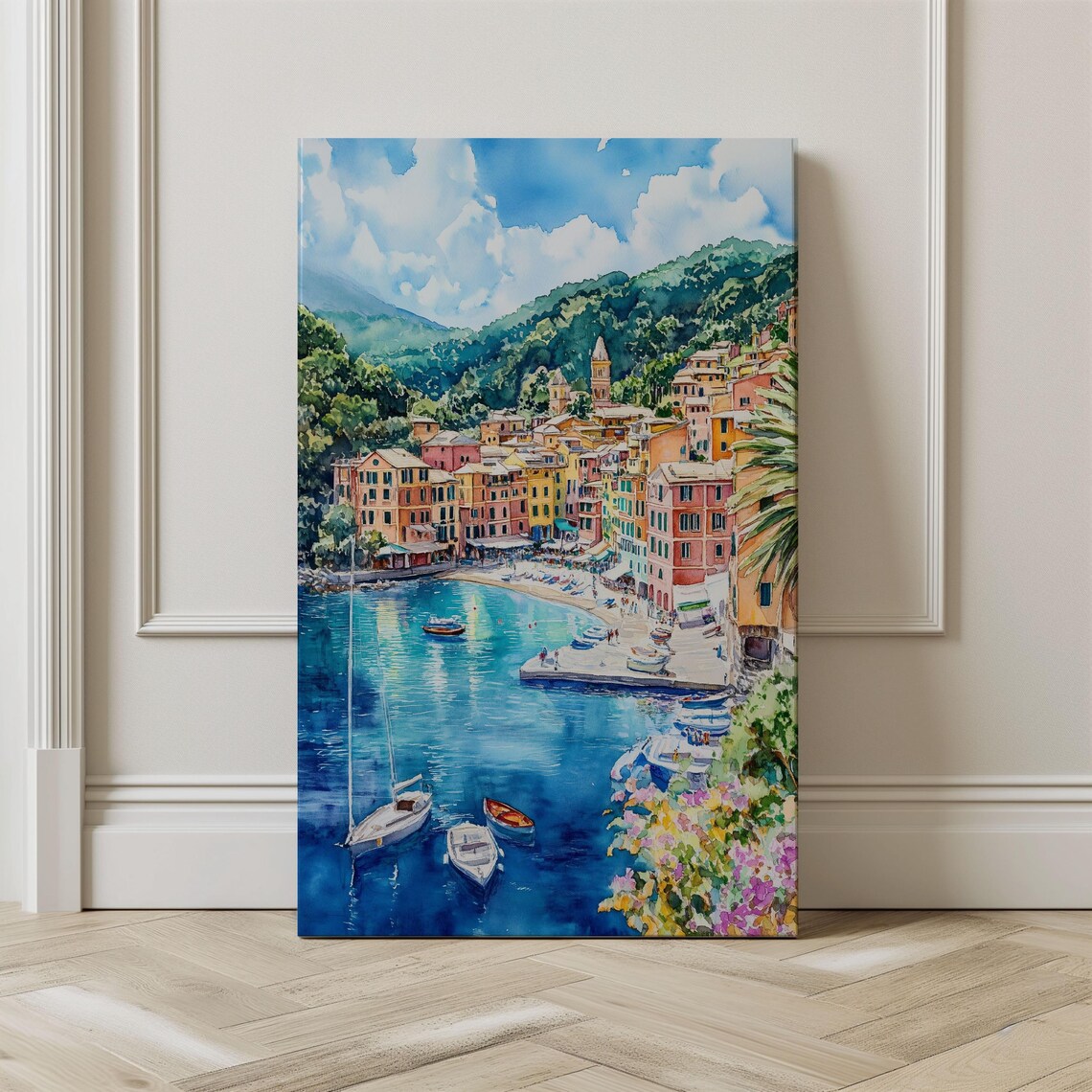 Portofino Watercolor Italy Travel Poster, Riviera Wall Art - Image 2