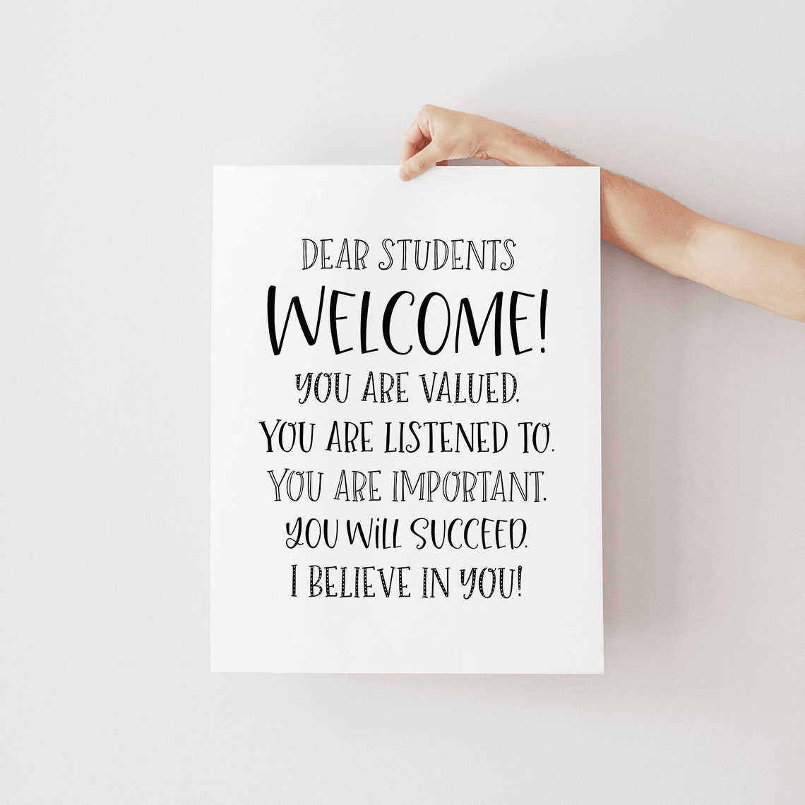 Dear Students Welcome You Are Valued Classroom Teacher Sign Wall Art - Image 2