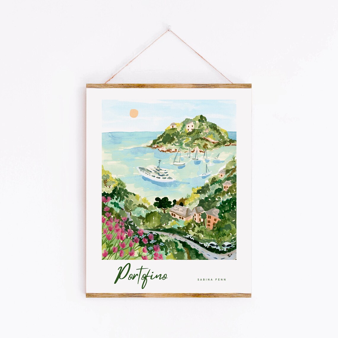 Portofino Tropical Ocean Watercolor Art Print - Image 3