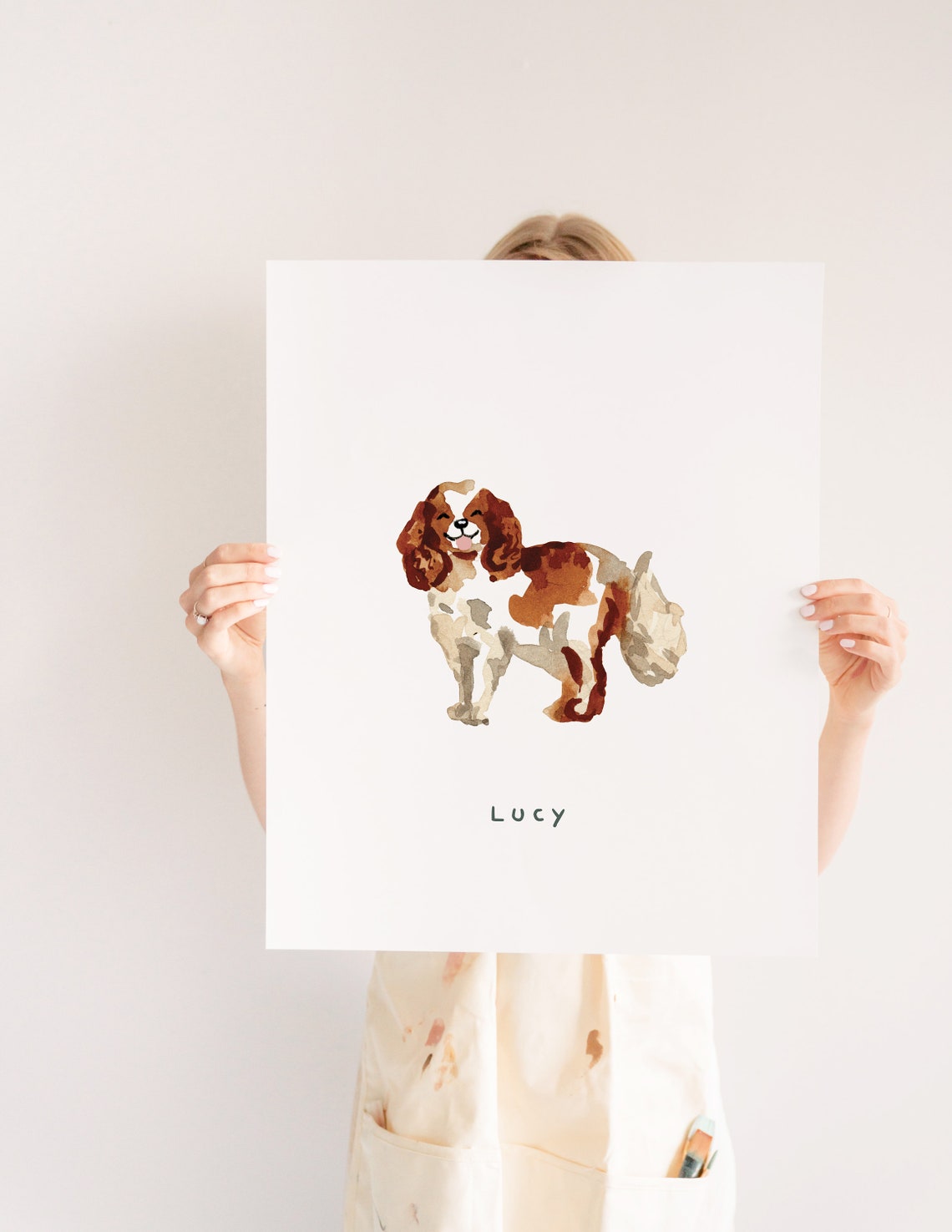 Cavalier King Charles Spaniel Personalized Name Watercolor Pet Poster - Image 3