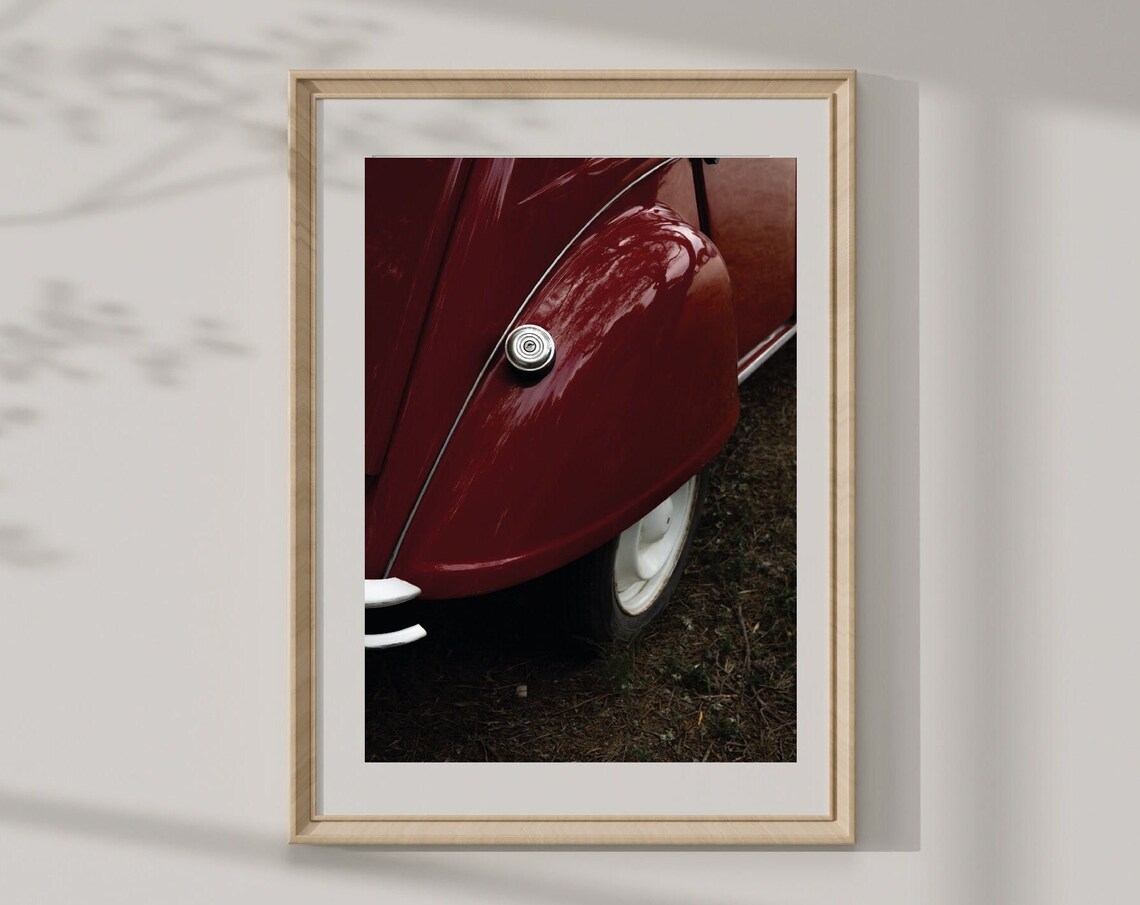 Classic Red Vintage Car Rear Fender Detail Retro Automotive Wall Art
