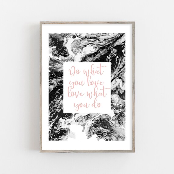 Do What You Love Quote Blush Pink Marble Typography Wall Poster