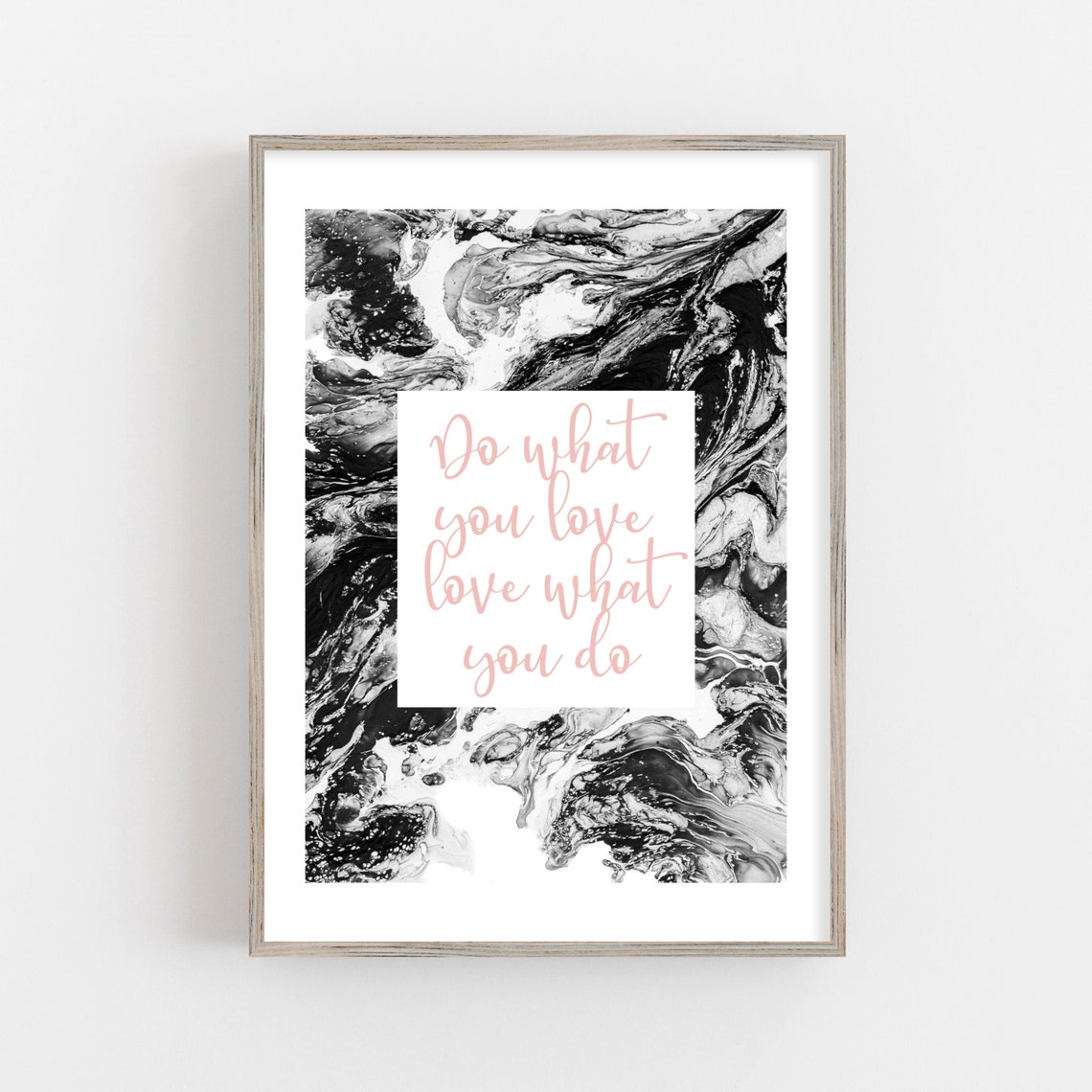Do What You Love Quote Blush Pink Marble Typography Wall Poster