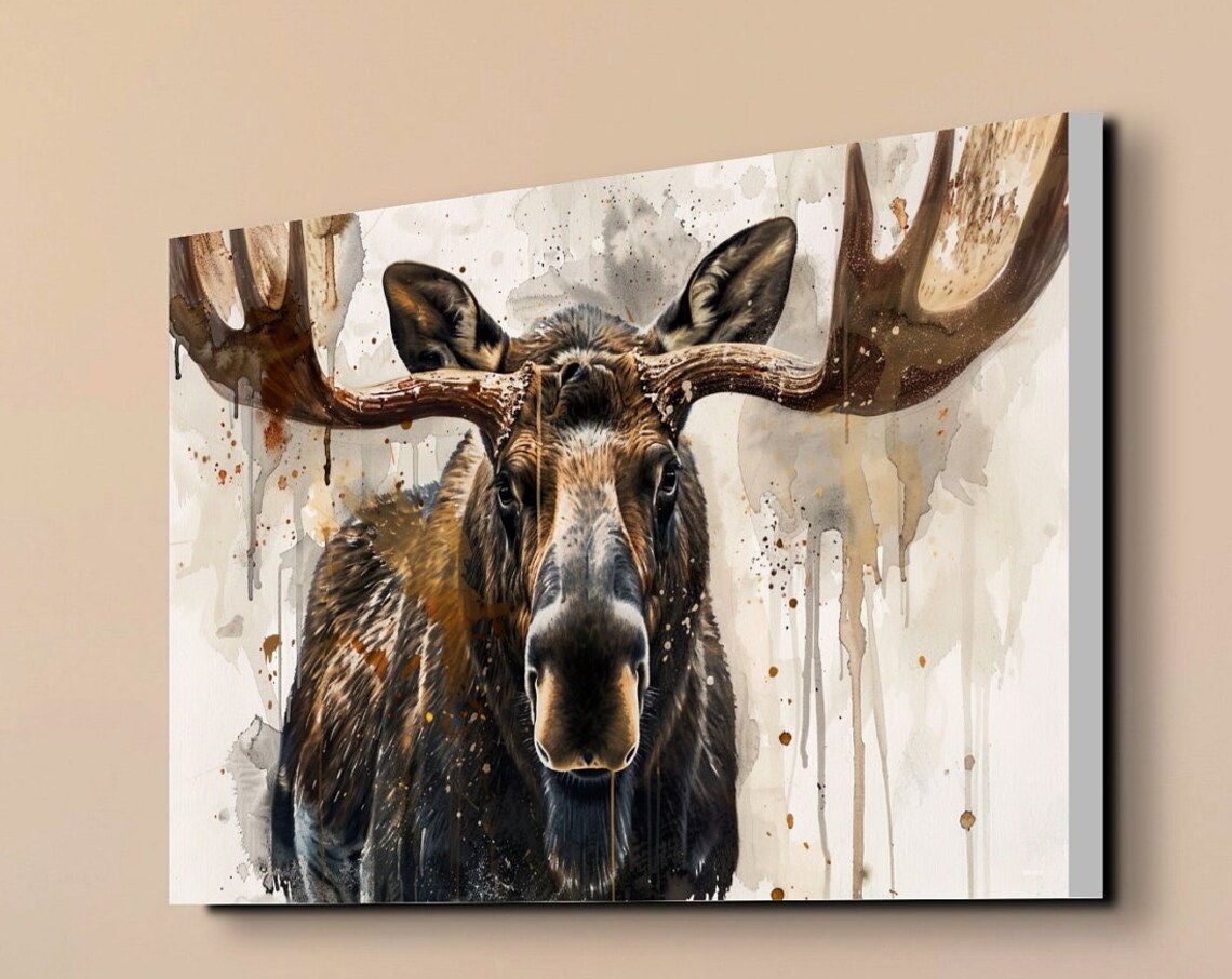 Watercolor Canadian Moose Art Print, Wildlife Decor