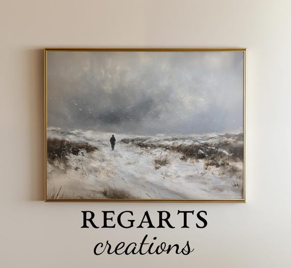 Winter Art Man In The Snow Art Moody Wall Art Large Wall Art Prints Winter Art Art Regarts