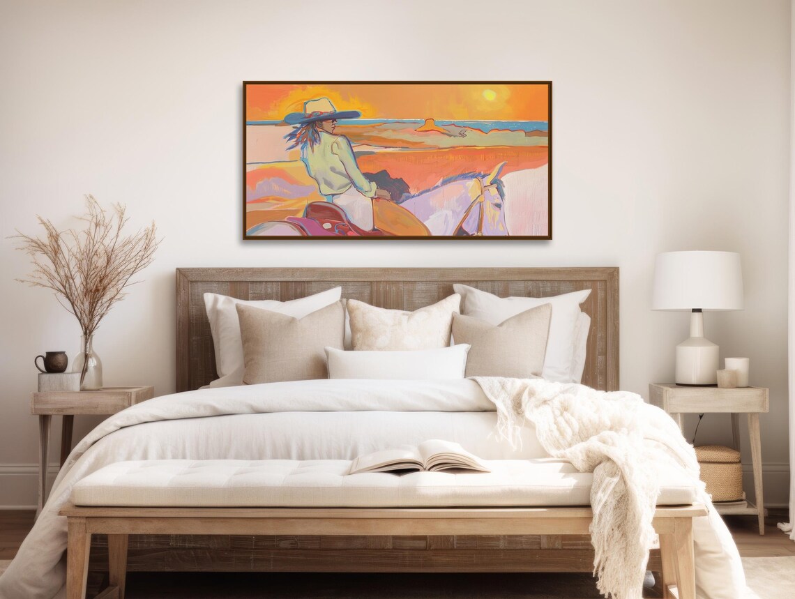 Cowgirl Horseback Riding, Rustic Western Art Print - Image 2