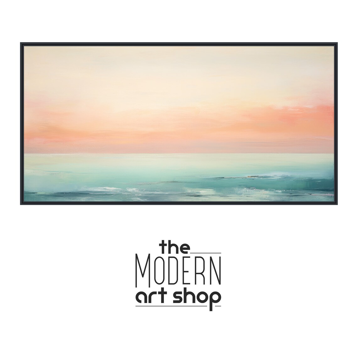 Pastel Tide Calm Ocean Sunset Seascape Peach Mint Water Coastal Wall Art Print - Image 4