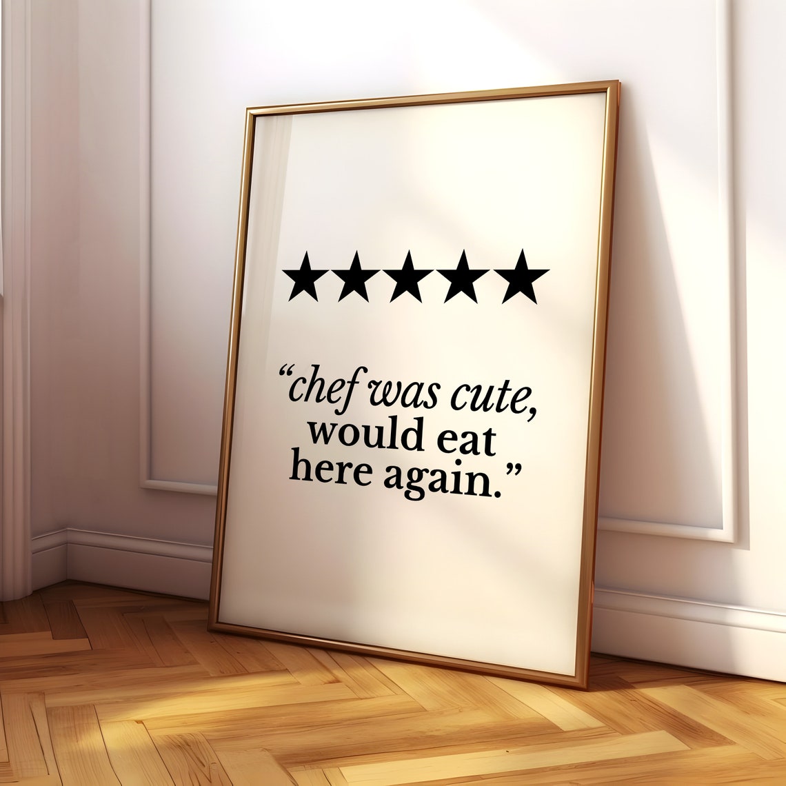 Chef Was Cute Five Star Review Quote Funny Kitchen Typography Poster - Image 3