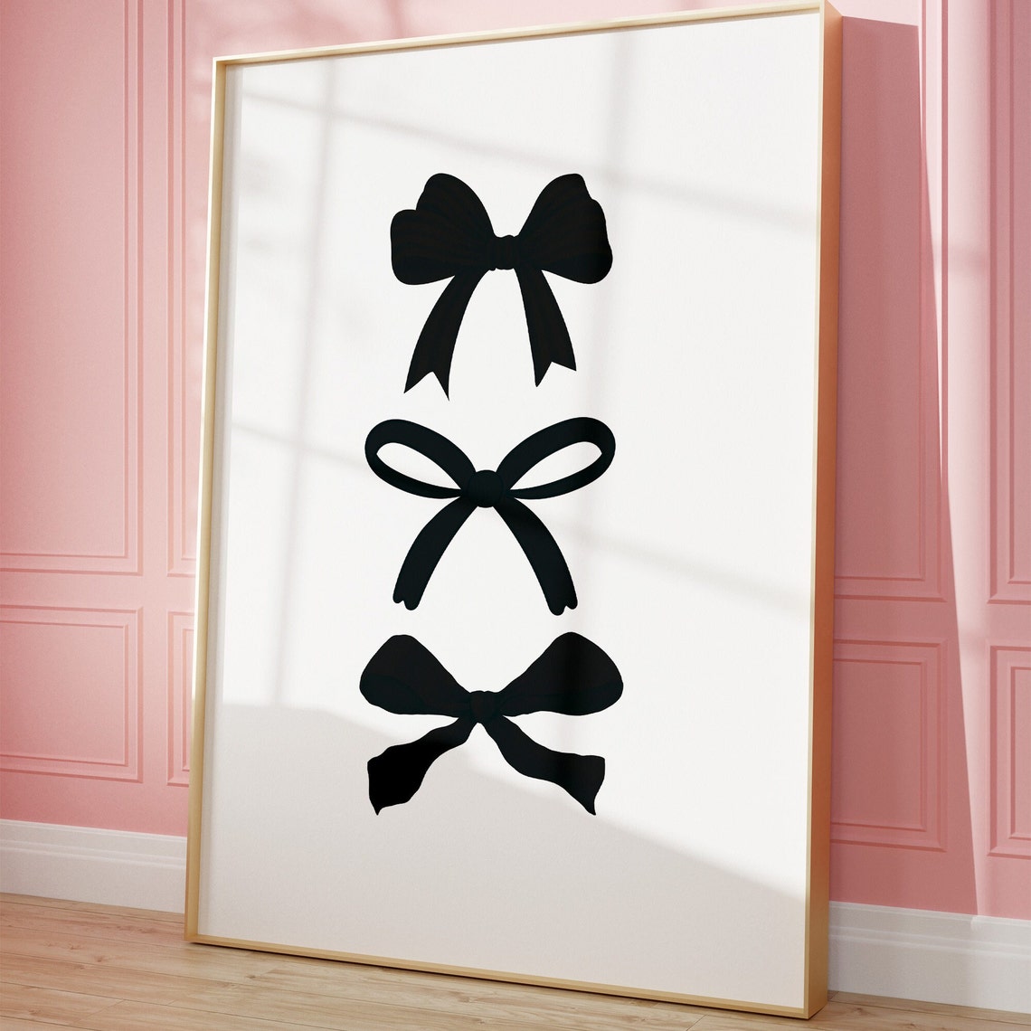 Three Black Bow Silhouettes Minimalist Coquette Balletcore Poster