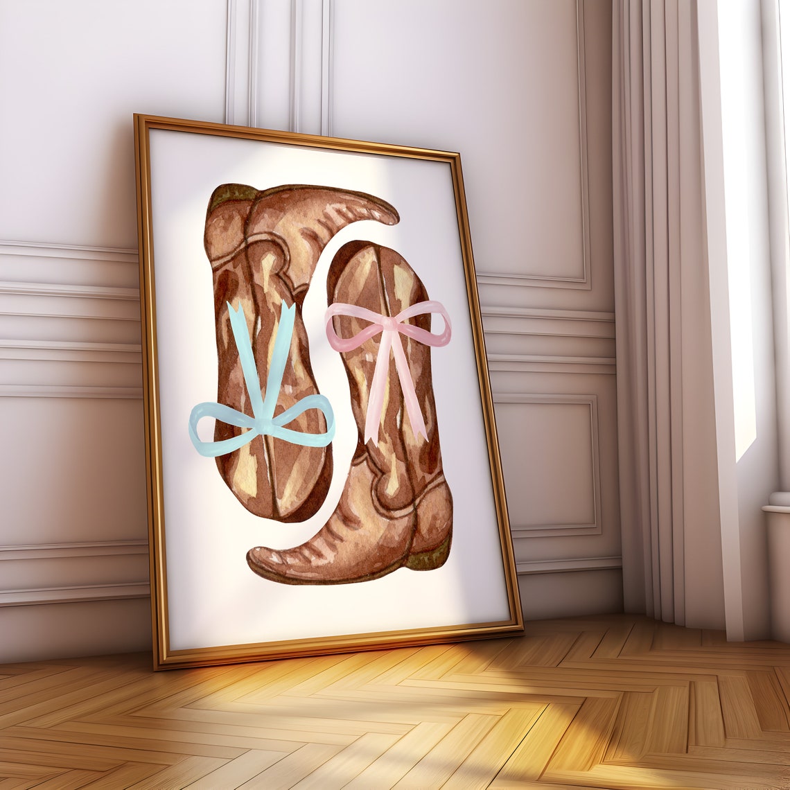 Cowgirl Boots With Pastel Bows Coquette Western Room Decor Poster - Image 2