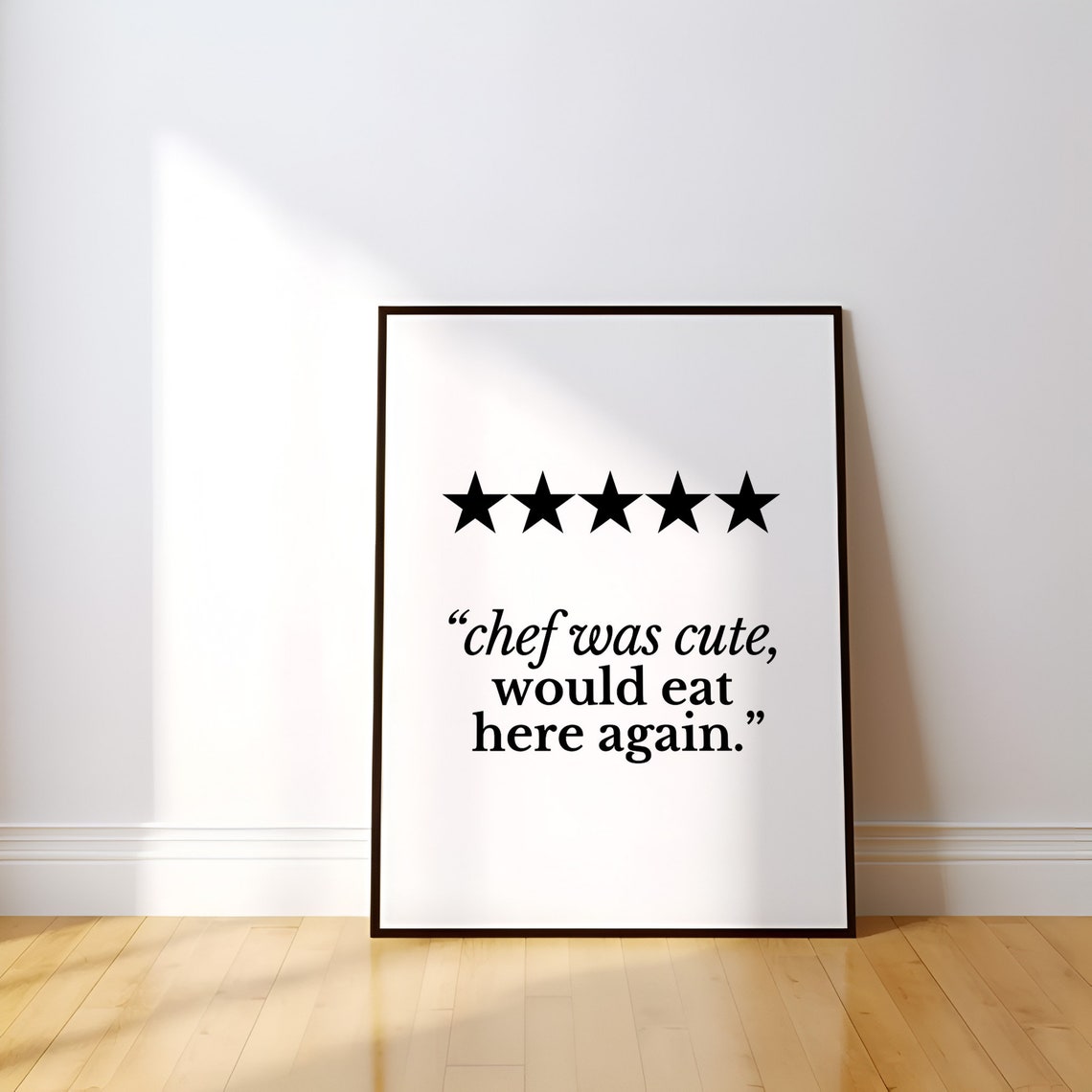Chef Was Cute Five Star Review Quote Funny Kitchen Typography Poster - Image 4