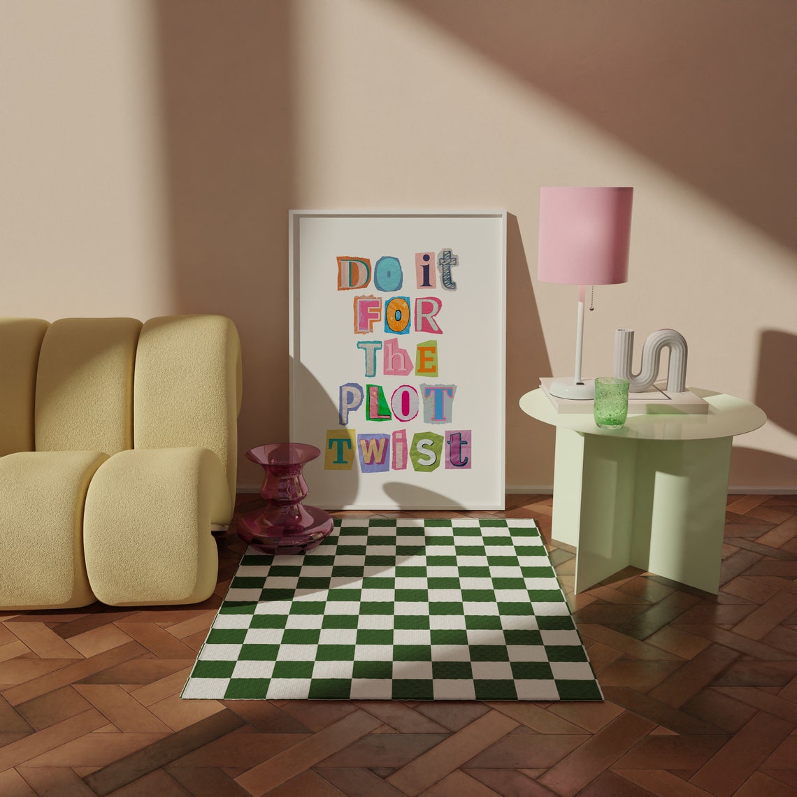 Do It For The Plot Twist Colorful Cutout Lettering Quote Poster - Image 2