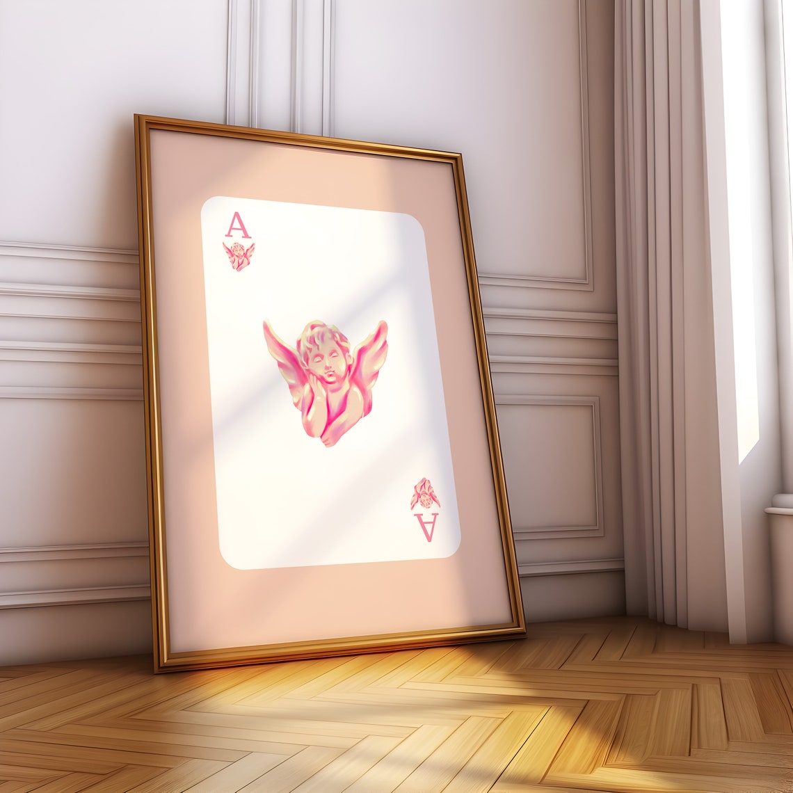 Pink Ace Cherub Playing Card Coquette Balletcore Aesthetic Room Poster - Image 4