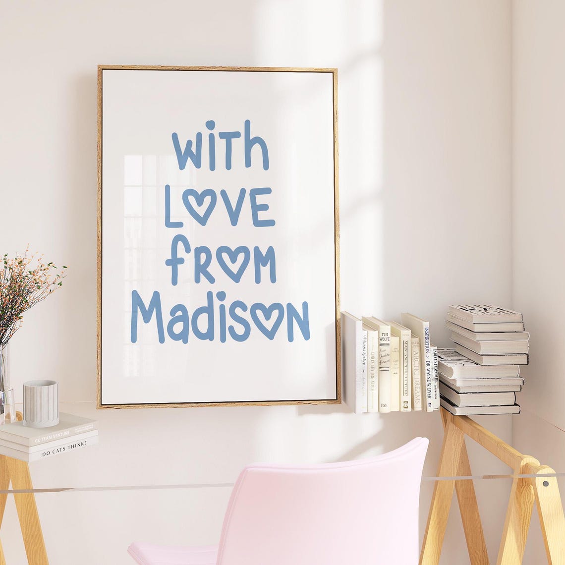 With Love From Madison Blue Handwritten Hearts Quote Decor Poster - Image 3